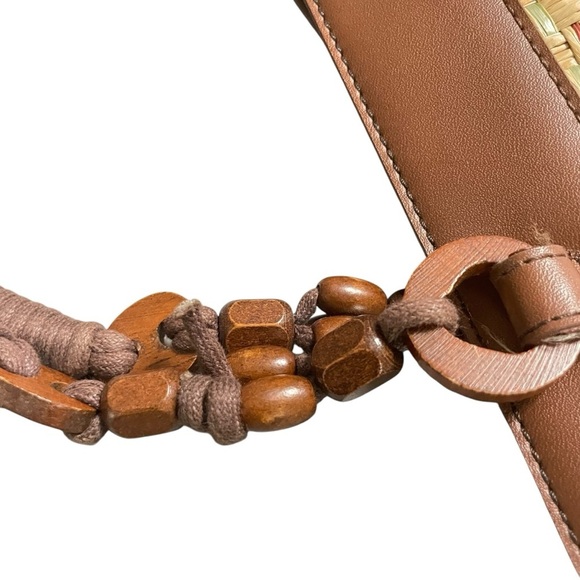 Vintage Etienne Aigner Woven Wood Brown Hand/Long Strap Boho Style Purse - Picture 12 of 14